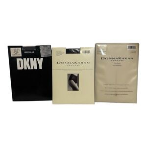 Vintage DKNY Stockings 1990s Ivory Black Size Small Office Siren Vixen Fit Lot 3